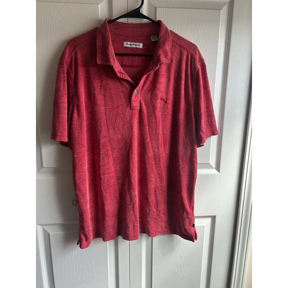 Tommy Bahama Men's Red Solid Modal/Poly Knit Polo Shirt w/ Logo - XL